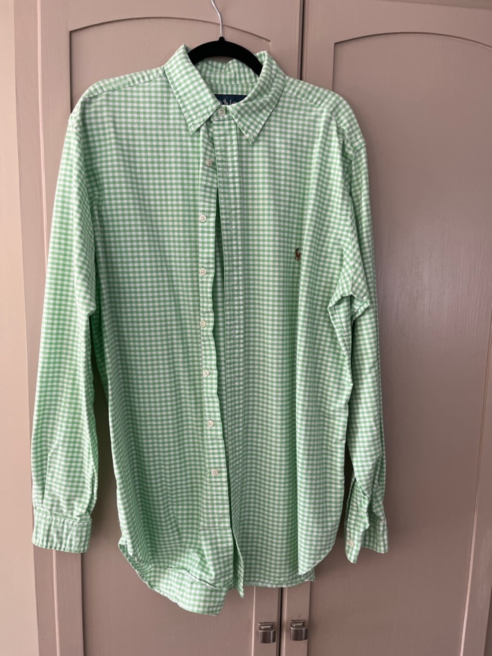 Ralph Lauren Light Green Gingham Button-Down Shirt
Large Tall